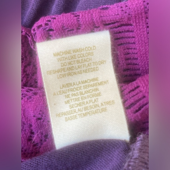 y2k free people magenta mesh & lace fit & flare long sleeve dress sz. xs - Picture 13 of 16